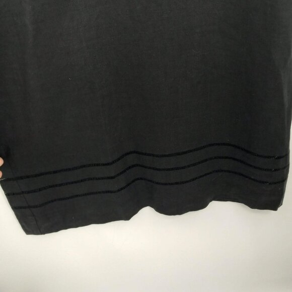 Garnet Hill Black Linen Lattice Cutout Maxi Dress Minimalist Versatile Beach 6P - Picture 4 of 9